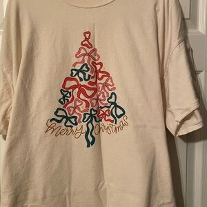 Port and Company Cream Christmas Tree Tee